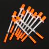 10Pcs 1Ml Disposable Plastic Sterile Insulin Syringe Orange Cap Plastic Liquid Dispenser