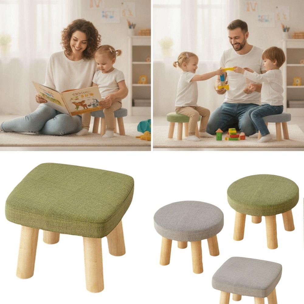 Non-Skid Solid Wood Small Foot Stool Soft Shoe Changing Chair Small Footstool Ottoman Office