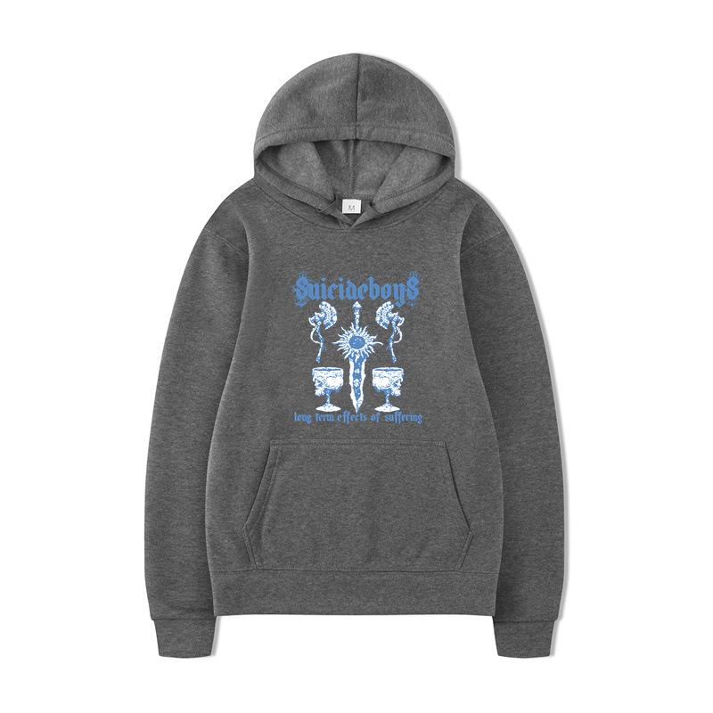 Autumn Winter Sword Letter Print Men Hoodie Vintage Unisex Pullover Men Vintage Graphic Hoody Tops Oversize Clothing