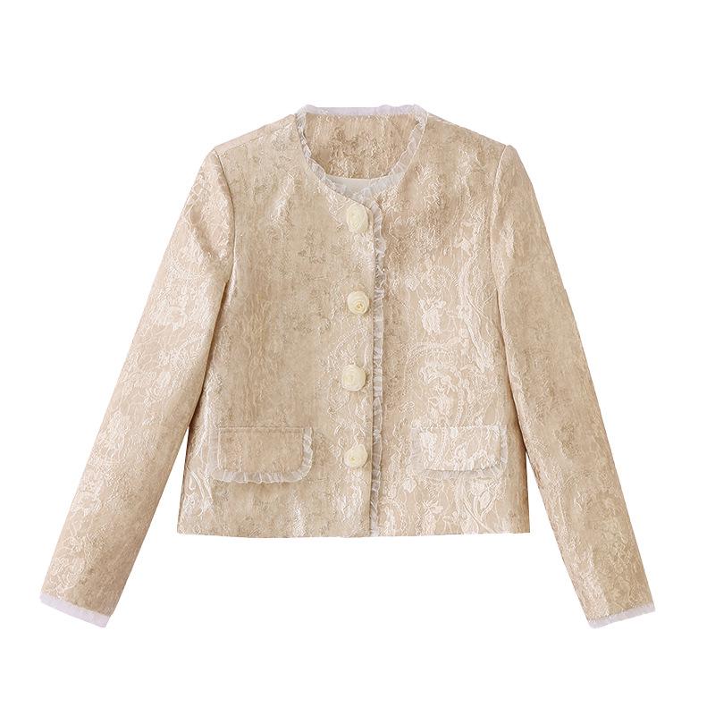 2025 Spring Women's Jacquard Lace Flower Jacket - New Chinese Style