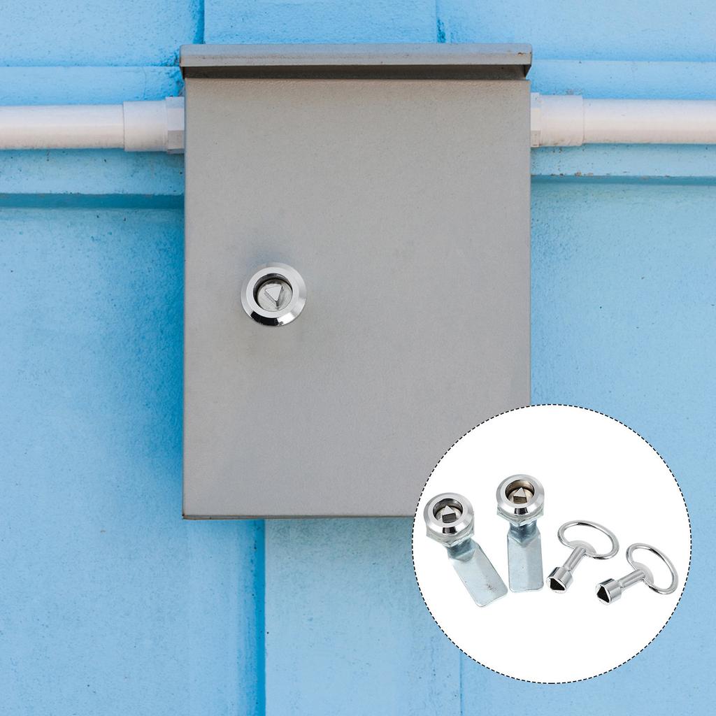 2 Sets Cabinet Triangle Lock with Keys Distribution Latch Drawer Door Locks Cabinets Toolbox