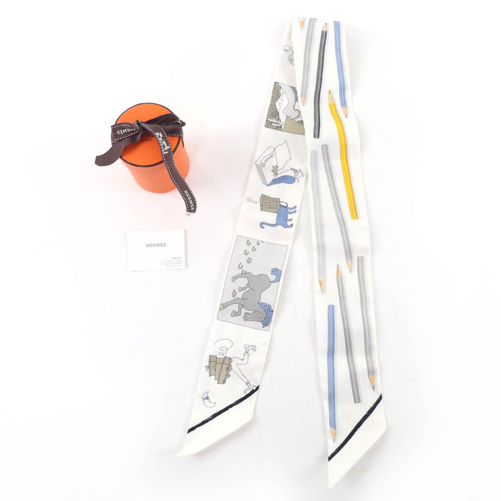 Pristine HERMES scarf A Vos Crayons Come on, get out your colored pencils silk Used