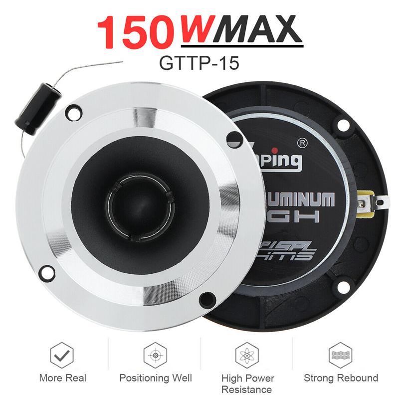 2x Алюминиевый автомобильный купольный твитер, звуковой динамик 4 Ом, шелковая диафрагма, высокочастотный аудиодинамик, полочный HIFI мультимедийный динамик с панелью