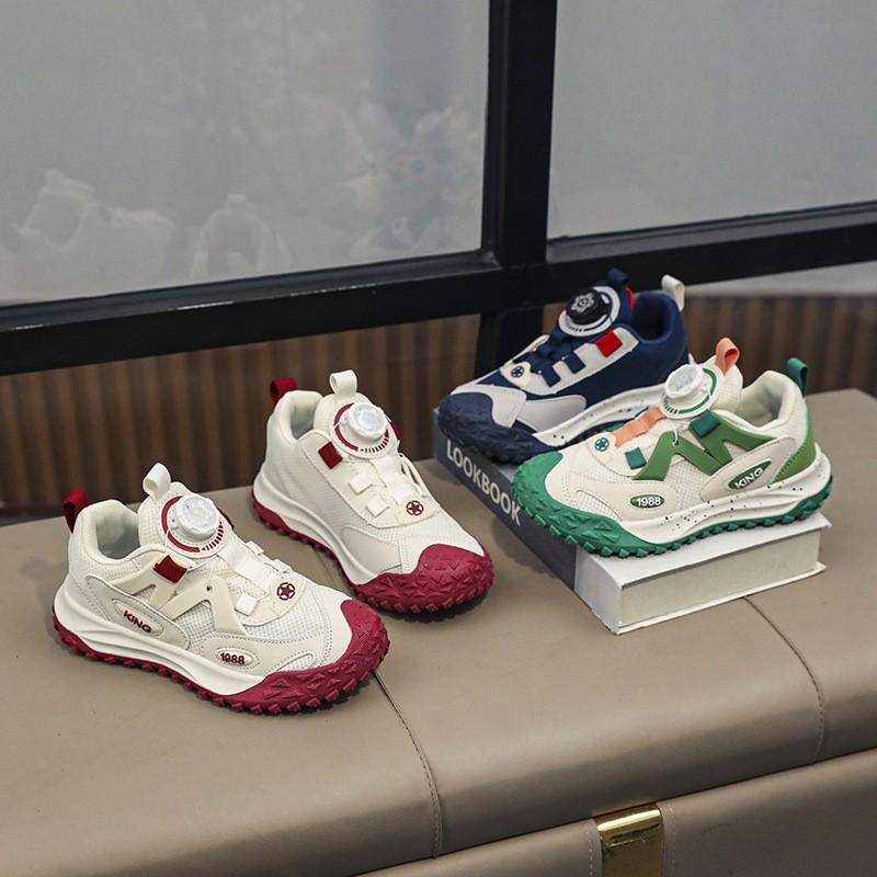 Youth style shoes Girls Soft Sole Chunky Sneakers Kids Winter Lightweight Breathable Toddler Running Shoes With Rotating Buckle