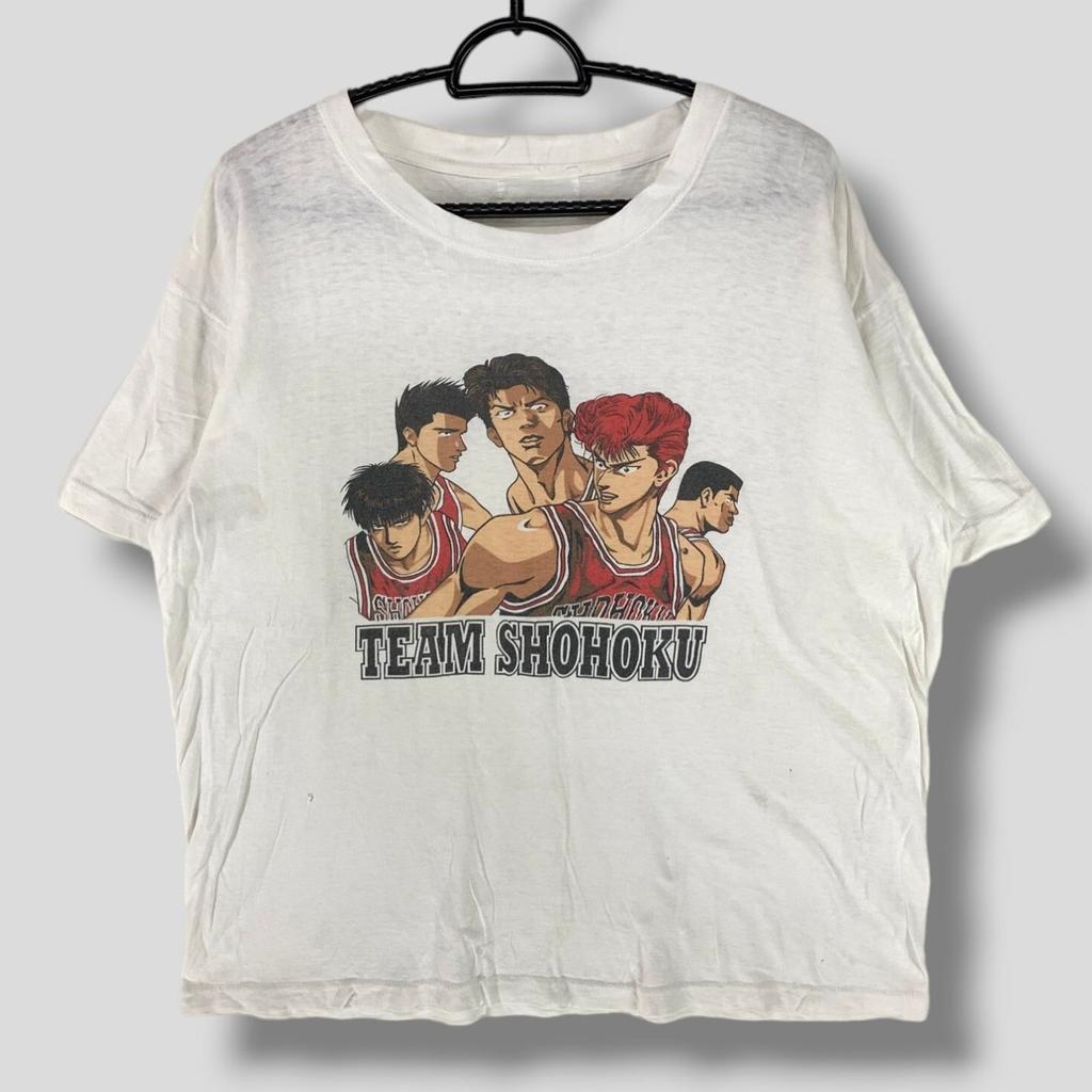 Maglietta vintage team shohoku slam dunk cartone animato sportivo giapponese da collezione abbigliamento casual moda maglietta da basket bianca XLarge