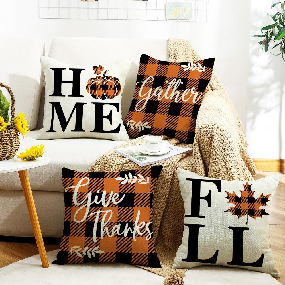 New Autumn Maple Leaf Letter Pillow Cushion Sofa Bedside Bedroom Living Room Linen Pillow Cover