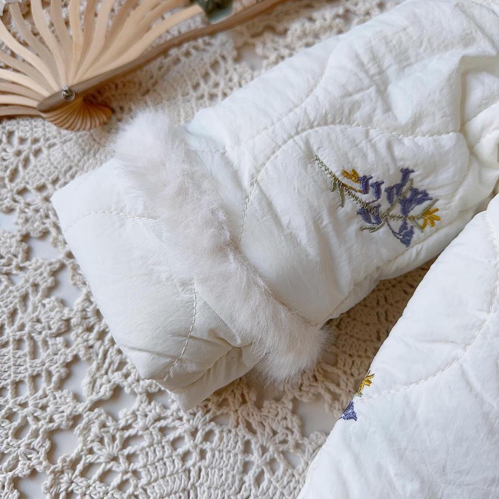 Girls' Korean-Style Winter Cotton Jacket with Fur Trim - BWB079