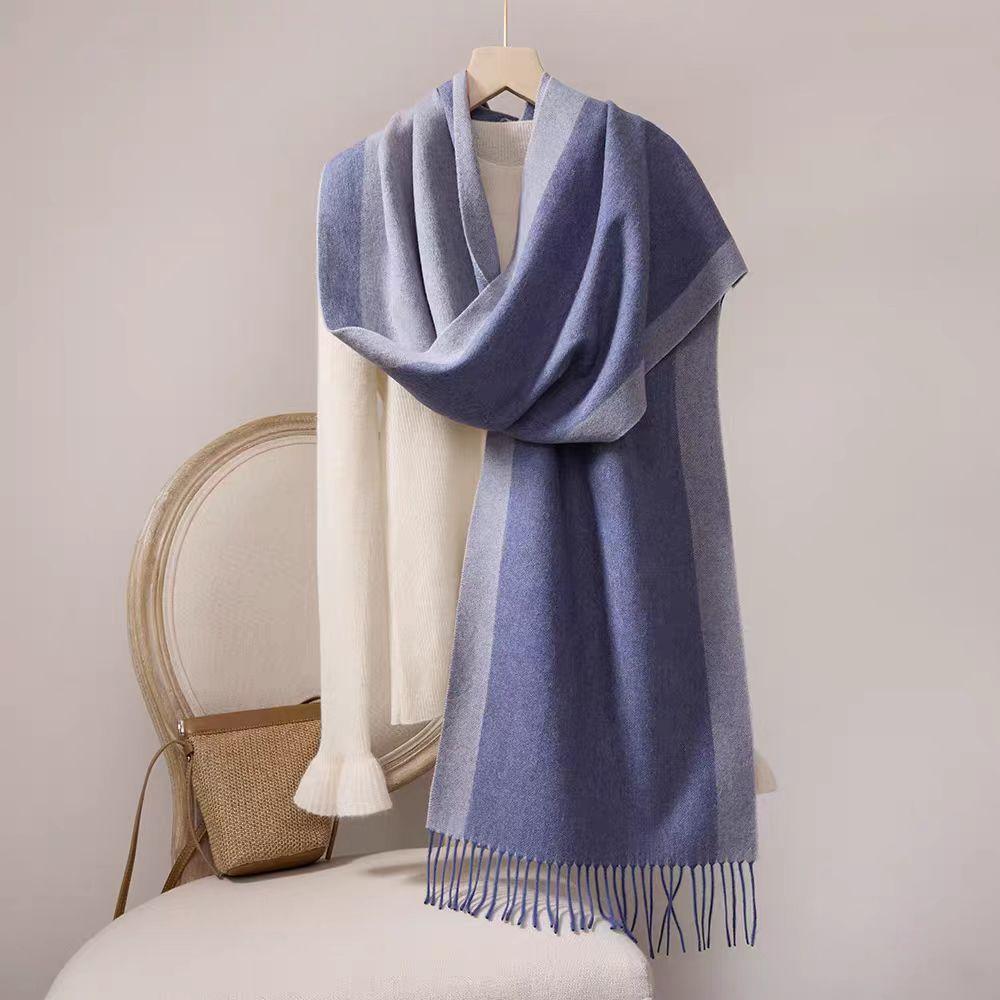 European And American High-Quality 100% Wool Scarf For Women Winter Double-Sided Border Design High-End Feel Versatile Large