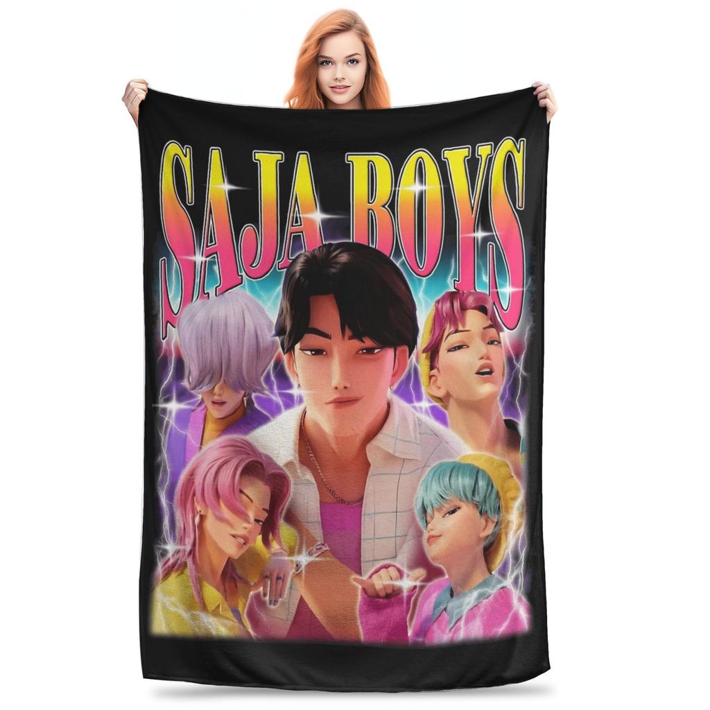 Saja Boys Kpop Demon Hunters Blanket Fleece Spring/Autumn Jinu  Multifunction Warm Throw Blankets for Sofa Car Quilt