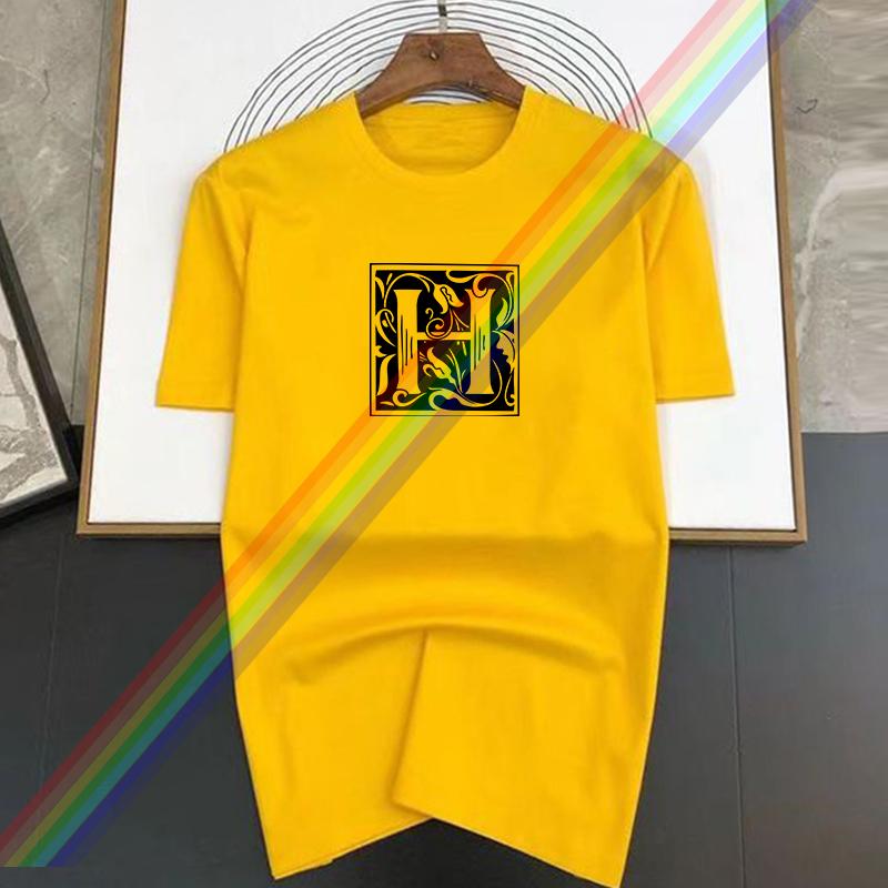 Black and White H Letter Print New Trendy T-shirt Women's Leisure Fashion Summer Round Neck T-shirt Pure Cotton Top Cupcakes