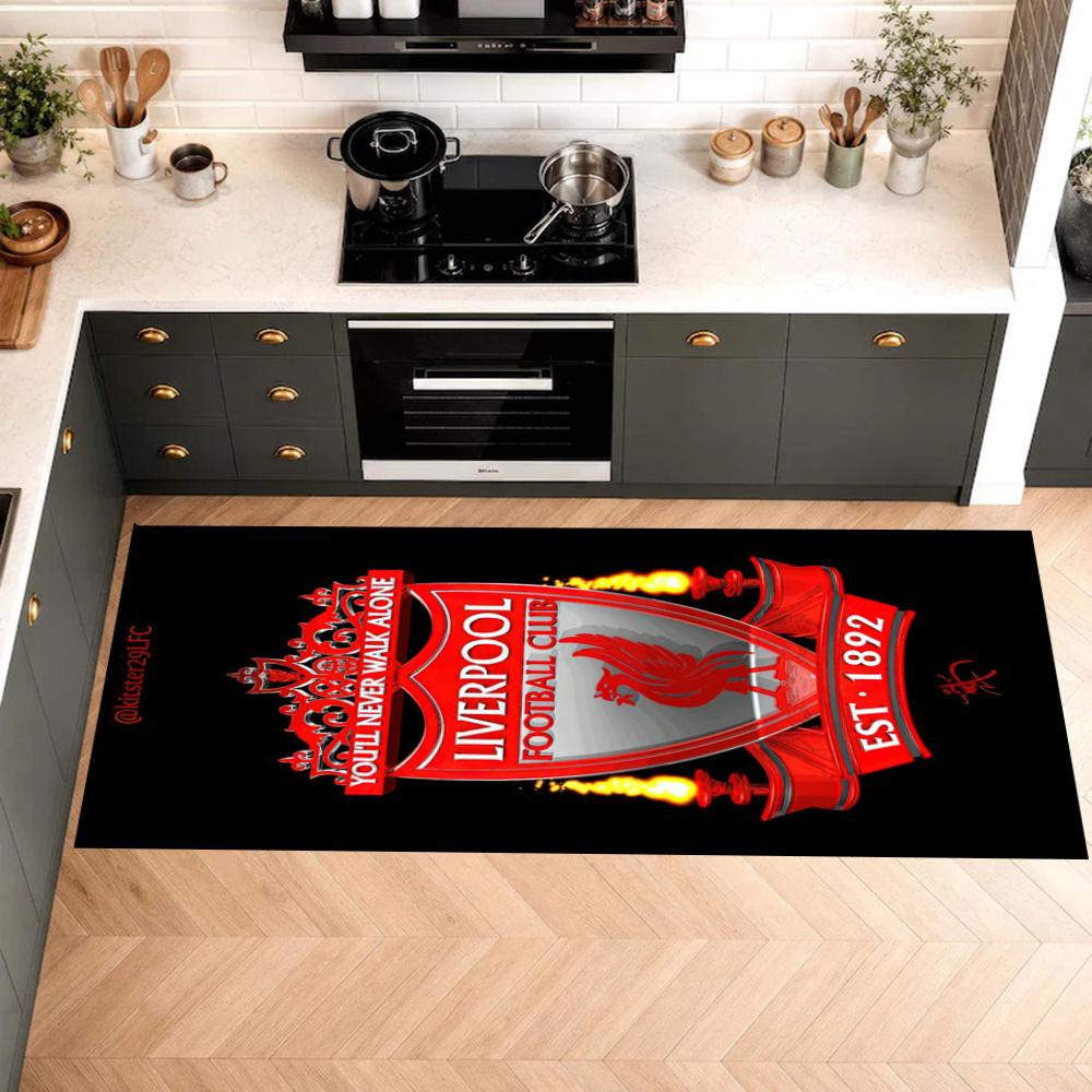 Liverpool Football Club Küchenfußmatte Rutschfest Waschbar Weicher Teppich Fußmatte Geeignet für Schlafzimmer Wohnzimmer Küche und Badezimmer Heimdekoration