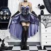 Gothic Goth Dunkelviktorianisch Samt A-Linien-Kleid Damen Elegant Lolita Partykleidung Grunge Träger Spitze Saum Stoff
