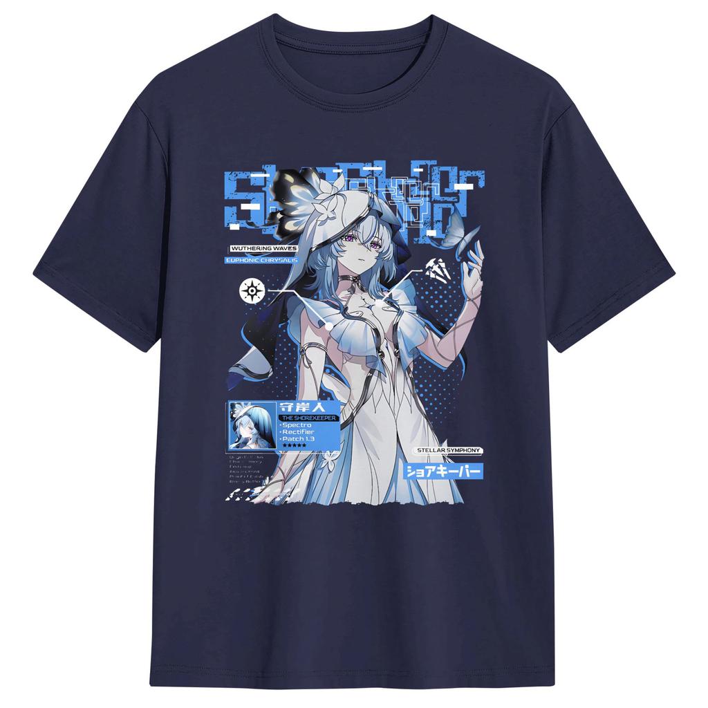 Wuthering Waves Characters Tshirts For Unisex The Shorekeeper Awesome Cotton Tee Shirt Crew Neck Short Sleeve Big Size Clothes