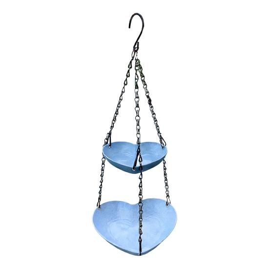 

Hanging Bird Feeder for Outdoors Two-Tier Heart Shaped Seeds Wild Bird Feeder Water Feeder And Tray for Outside синій