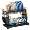 Dish Drying Rack for Countertop Aluminum 2 Tier Dish Rack with Drainboard and Utensil Holder for