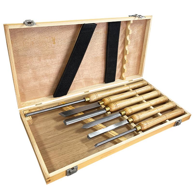 

6PCS HSS Wood Turning Tools Carpenter Cutting Tools Multi-functional Portable Beech Handle Wooden Knife Craftsman Carving Tool