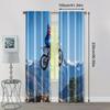 2pcs, Creative Curtains Motocross Bike Style Stunt Machine Washable Polyester (without Rod) Stuff Clearance Perfect for Bedroom,