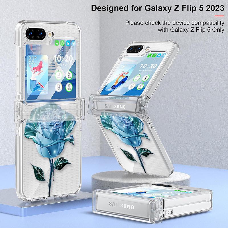 Samsung Z Flip 6 Crystal Rose Transparent Foldable Drop-Proof Case
