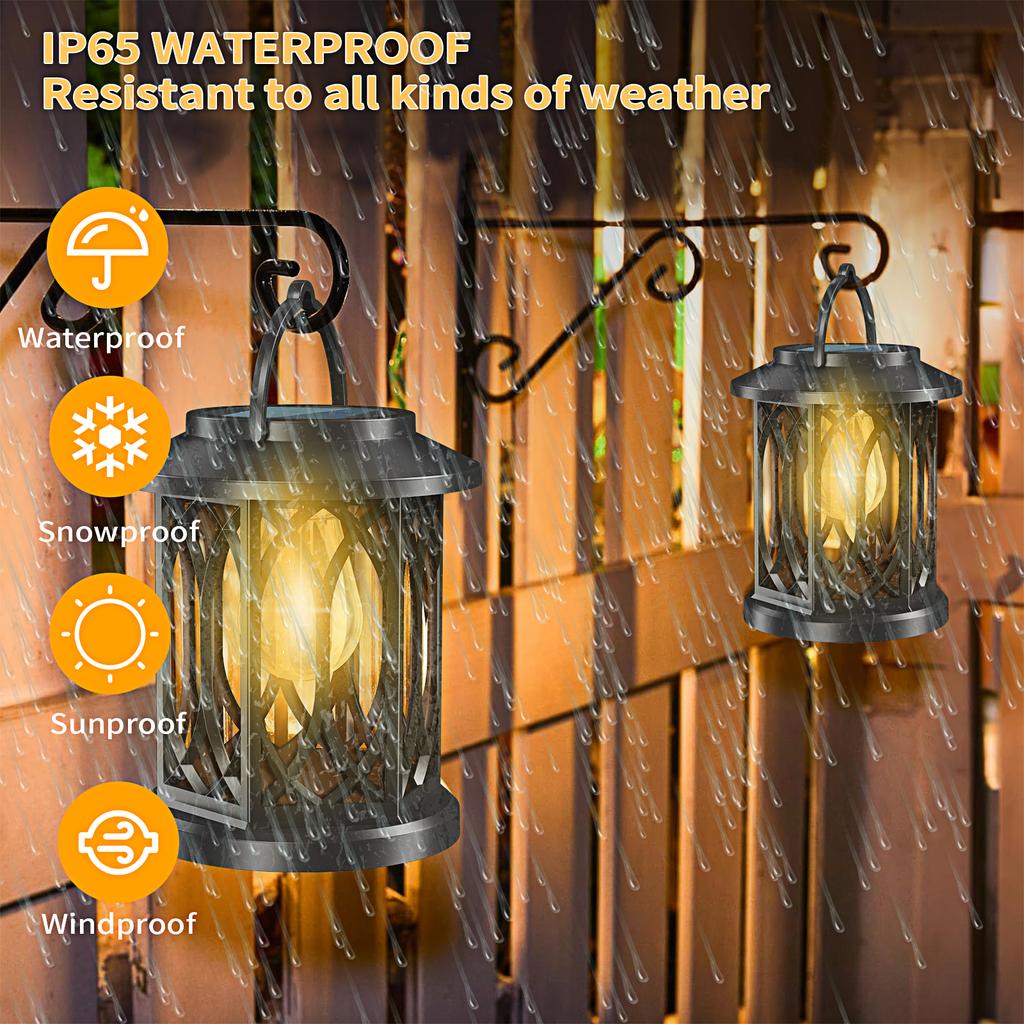 Solar Hanging Lanterns Garden Retro Solar Wall Light Outdoor Waterproof Solar Powered Light with Buld  Patio Yard Festival Decor