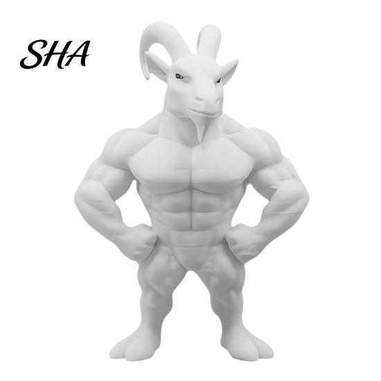 Dekoration für Erzählräume 3D-gedruckte muskulöse Ziegenfigur, Tierfigur Schreibtisch für Nischenkunst Sammlerstück Heim Büro Regal, Lustiges Geschenk für Fitnessstudio-Besucher Liebhaber