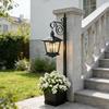 2 In 1 Outdoor Solar Lamp Post Light With Flower Planter, IP54 Metal Street Light Freestanding & Wall Mount Decorative Planter Lamp For Front Door