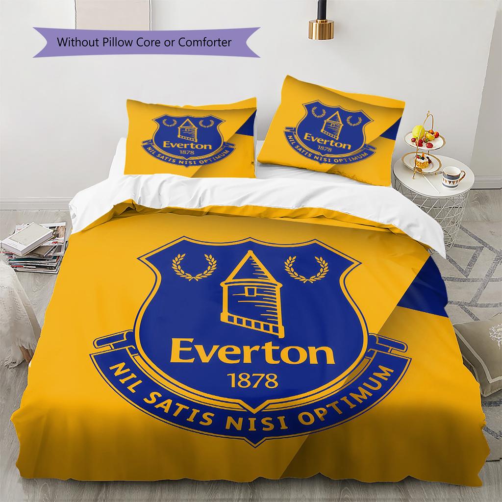 Everton Football Club Pattern Bedding Quilt Set Home Decoration Gift (1 * duvet cover + 2 * pillowcase without core)