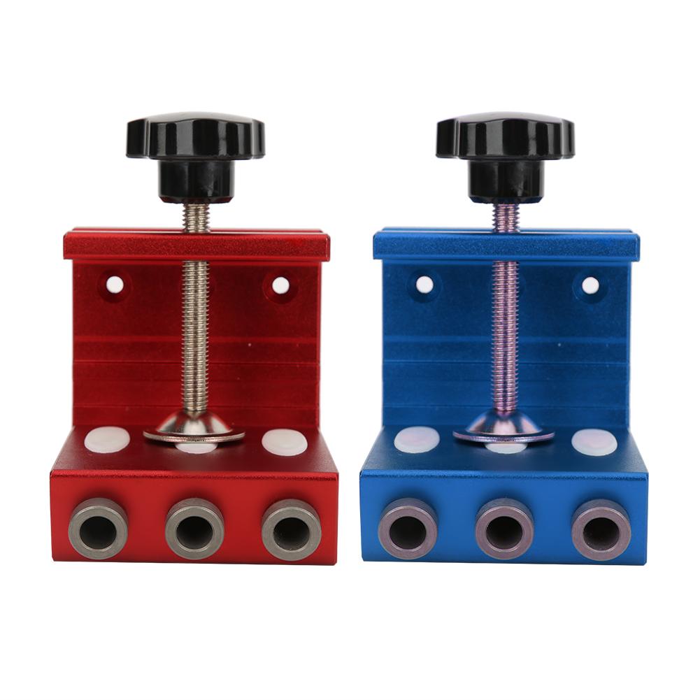 Woodworking Hole Punching Tool Hole Drill Aluminum Alloy Household Woodworking Hole Punch Tool Red/Blue
