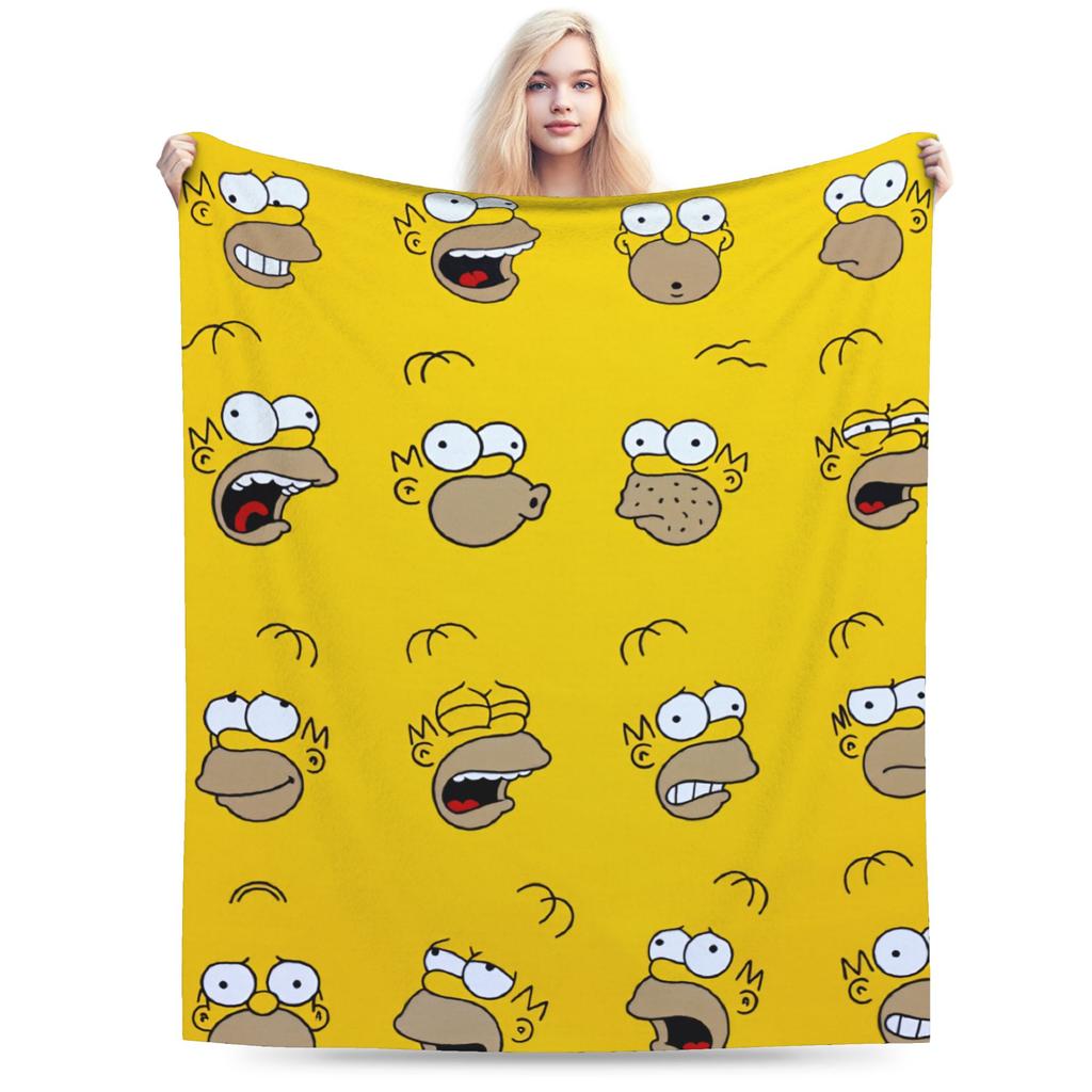 S-Simpsons Cartoon Background Throw Blanket Comfortable Novelty Blankets For Sofa Home Travel Office Flannel Bedspread Bed Cover