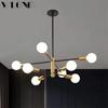 Modern LED Chandelier Retro Black Gold Multi Head Pendant Light For Living Room Restaurant Coffee Shop Office Decorative Lamps