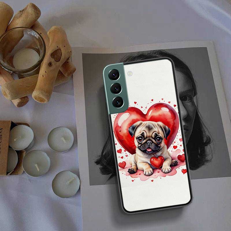 Lovely Puppy Heart Dogs Phone Case For Samsung Galaxy S22 S25 Ultra S21 S10 Plus S26 Edge S20 S23 S24 FE Cover Silicone Soft