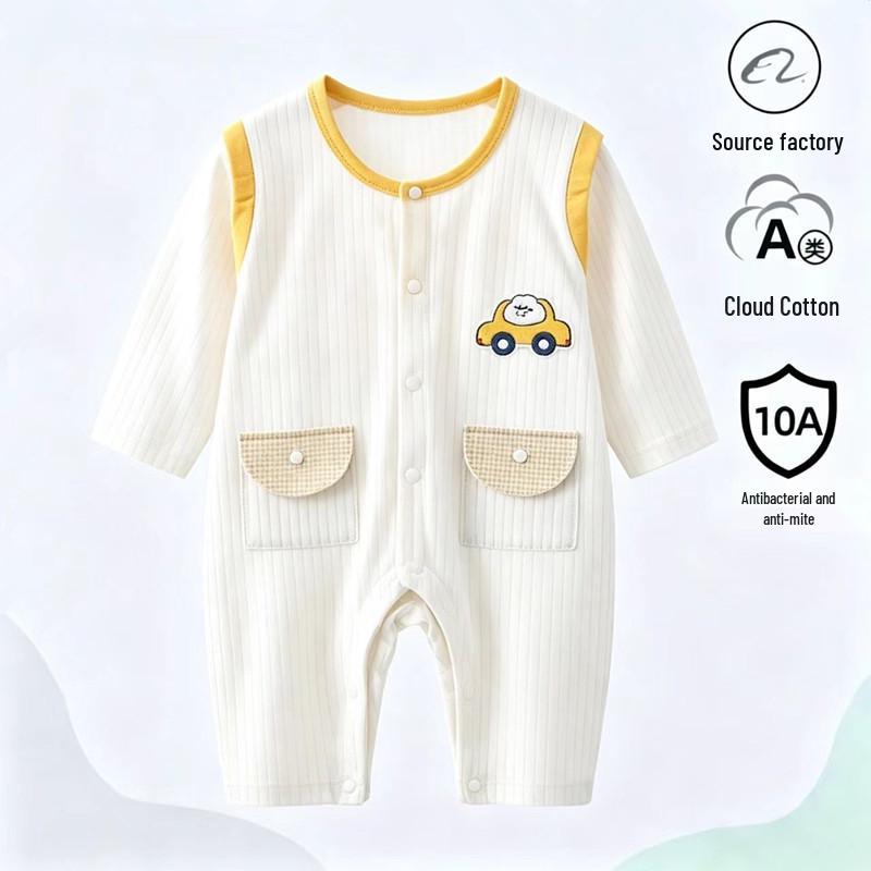 Unisex Baby Langarm Baumwoll-Strampler - Sommer Krabbel- & Hausanzug