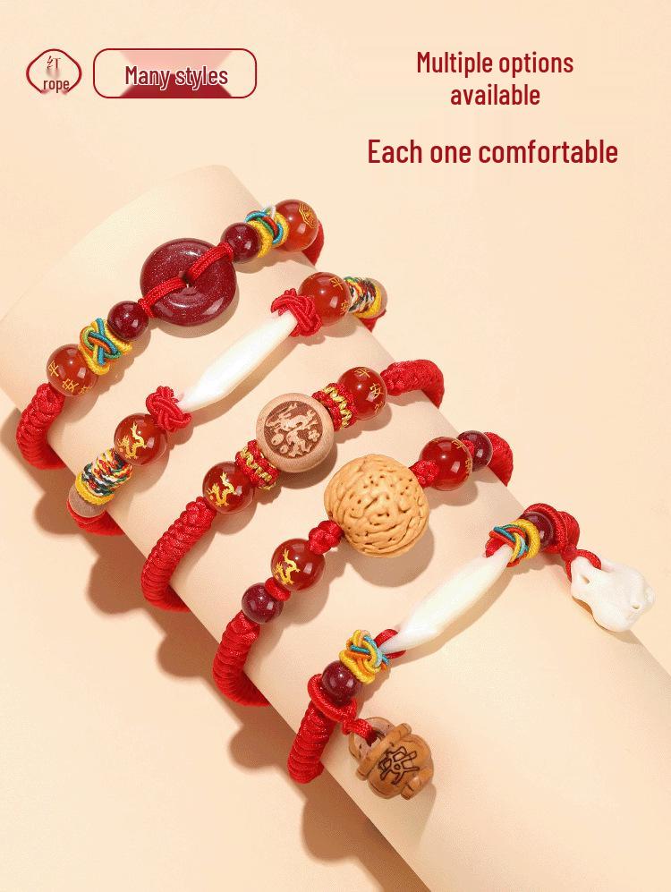 Putuo Mountain Natural Walnut Infant Anti-Startle Zodiac Bracelet.