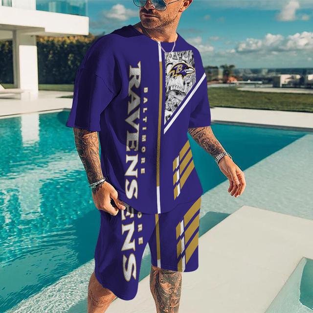 Traje de Ropa Deportiva para Hombre Rugby Camisetas Casuales de Manga Corta con Cuello Redondo Estampadas en 3D Conjuntos Cortos de 2 Piezas Playa Oversize Ropa de Hombre