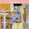 Cute Floral Nylon Backpack For Kids Stylish Lightweight Dual Shoulder Bag For School