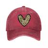 Leopard Print Heart Vinyl Sticker  New Vintage Washed Cotton Baseball Cap Parent Kids Sun Hats