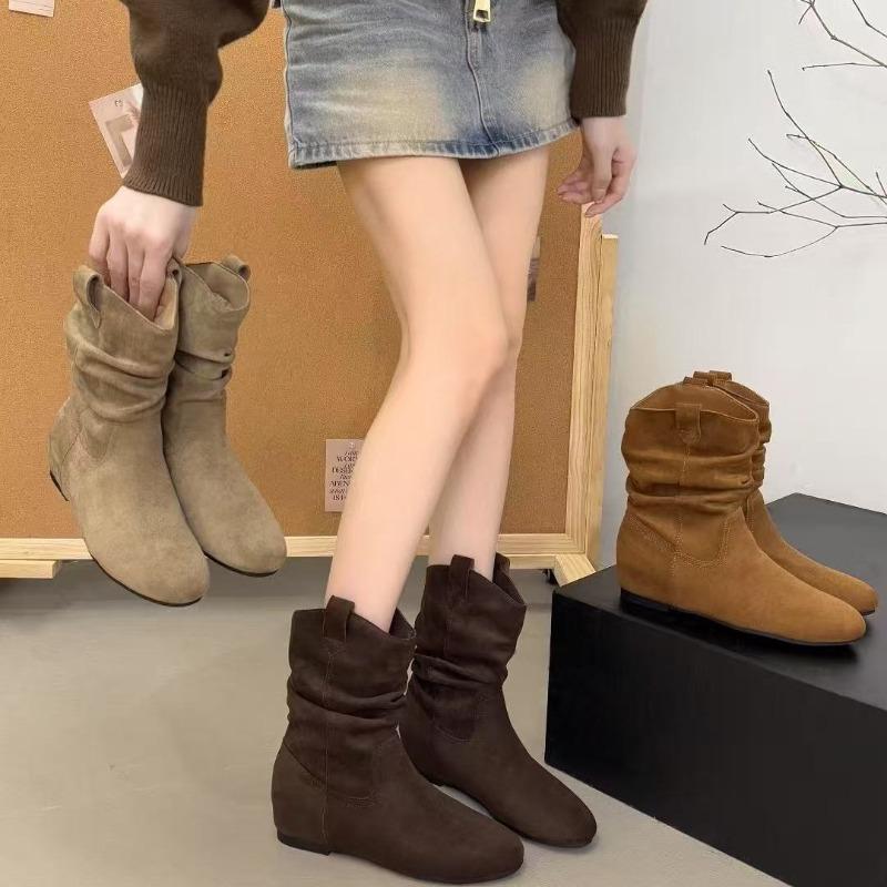 Flat-bottomed wasteland short boots women's summer new Martin boots stacking boots autumn and winter western cowboy boots