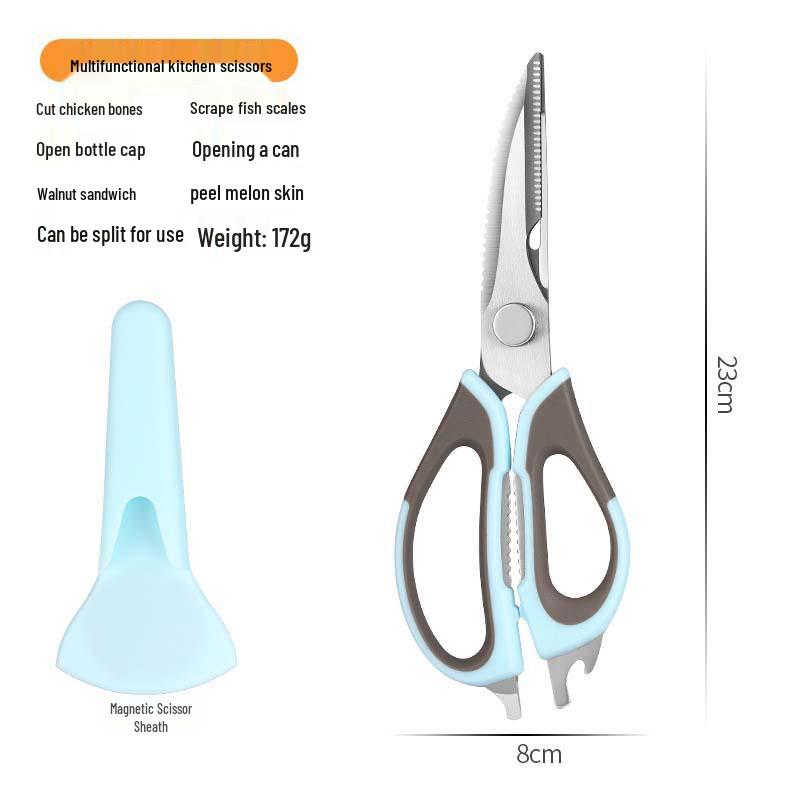 Multifunctional Stainless Steel Kitchen Scissors for Cutting Chicken Bones, Food Prep & More