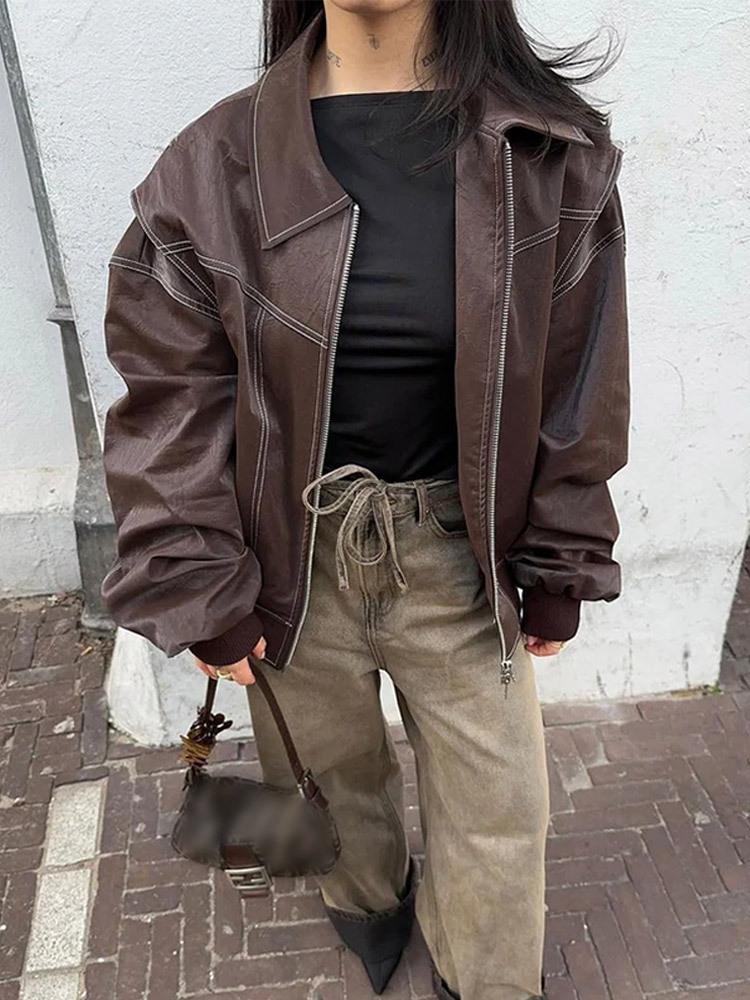 Kragen, Jacke mit langem Reißverschlussärmel, Neuer Stil 2025, Modisch, Feminin, Temperamentvoll, Pendeln, Straße, Lockere Jacke