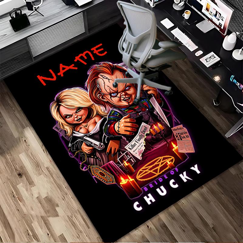 Personalized Name Horror Doll Living Room Non-Slip Area Rug Soft Carpet for Bedroom Playroom Sofa Office Home Decor Doormat