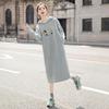 Sibaishe Women's Cartoon Embroidered Hooded Sweatshirt Dress