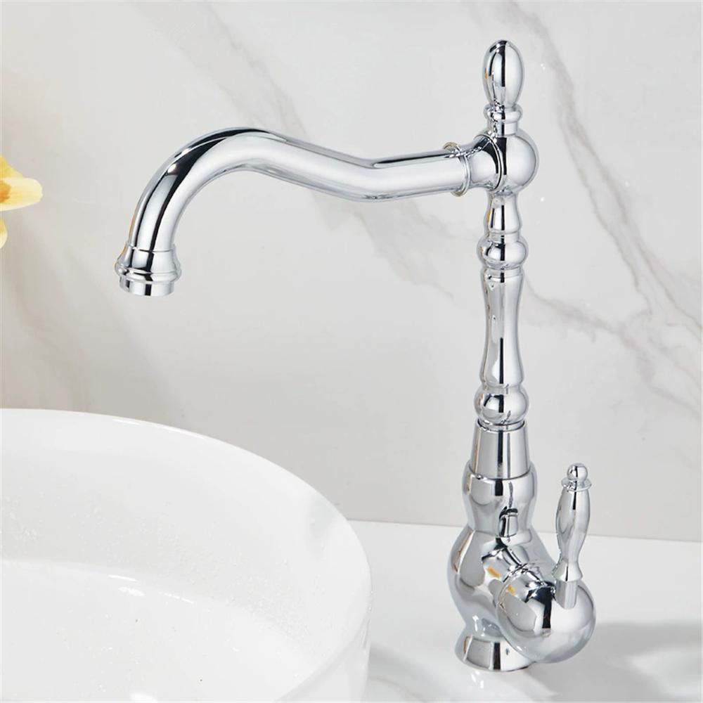 Tuqiu Золотий Високий Змішувач Ванна Кран Раковина Кран Кухня Кран Антикварний Умивальник Кран Раковина Змішувач Гаряча Холодна Змішувач Кран