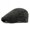 Unisex Retro Faux Suede Flat Cap British Style Solid Color Ivy Hat Adjustable Cabbie Driving Cap