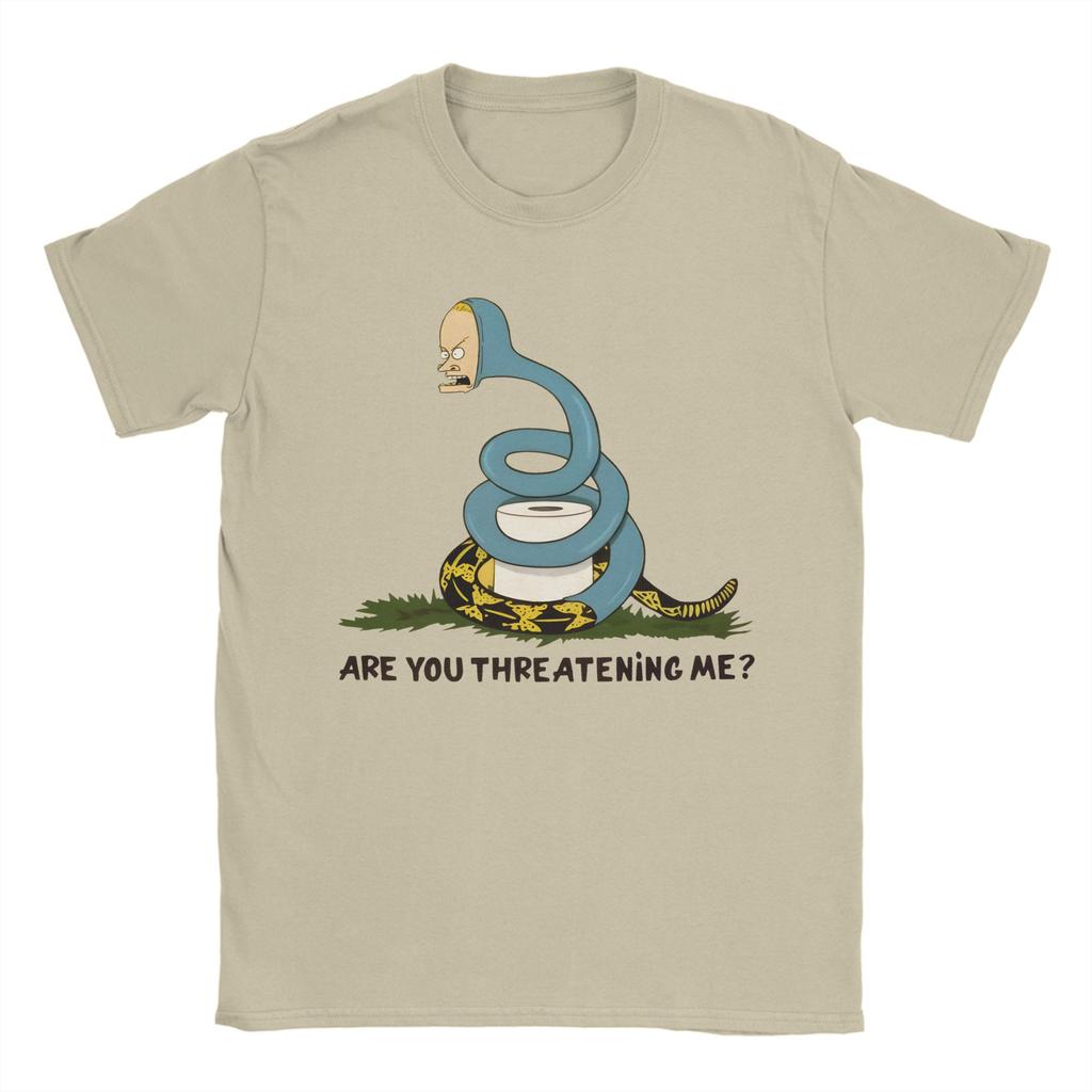 Men TShirts Are You Threatening Me Beavis and ButtHead Casual Cotton Tees Short Sleeve T Shirts Crew Neck Clothes Adult