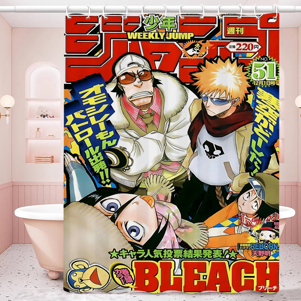 Anime Bleach Duschdraperi Badgardin Tryck Polyestertyg Vattentätt Badrumsgardiner med Krokar Badskärm