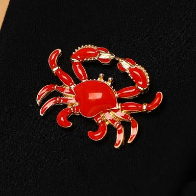 Stylish Ocean Inspired Alloy Crab Lobster Brooch Vintage Enamel Pin For Clothing Accessories Gift