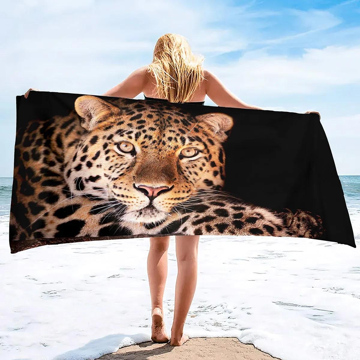 

Cheetah Print Sand Free Beach Towel Absorbent Bath Towel Extra Large Hand Towels Quick Dry Towel for Swimming Bathroom Spa Pool W40*H60(CM)