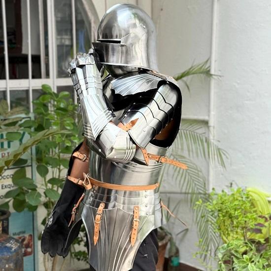 Cosplay Gothic Half Armor Suit Medieval Knight Chest Gauntlets Halloween And Festival Costume