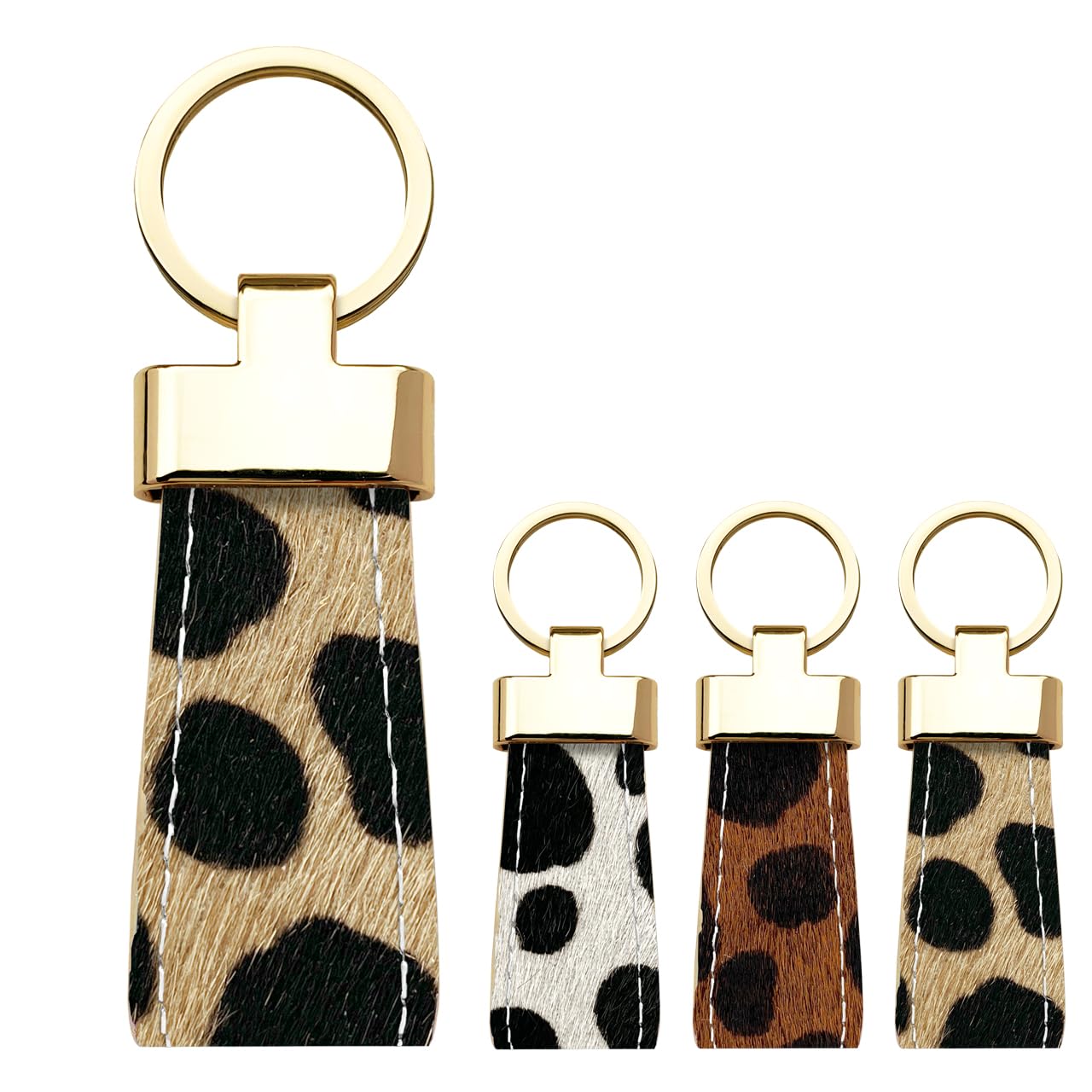 

Настоящая кожаная Далматинская Smart Брелок-кольцо, двойное кольцо, для женщин, Держатель для ключей, Шарм для сумки, Бежевый [NB]