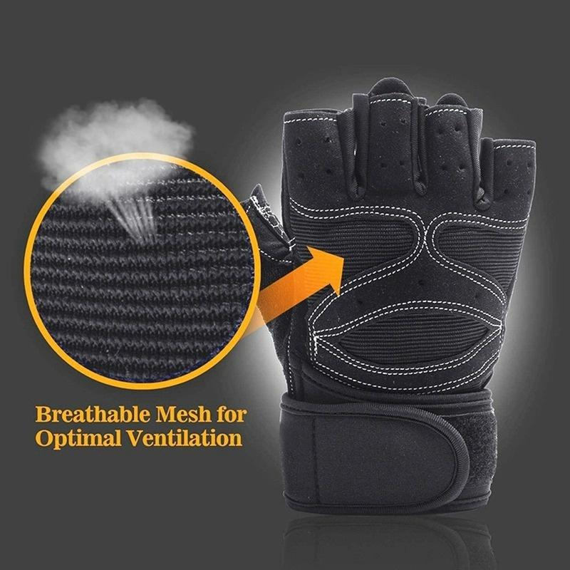 1Pair Half Finger Athletic Gloves Gym Fitness Weight Lifting Gloves Wrist Guard Training Gloves Exercise Workout Biking Gloves