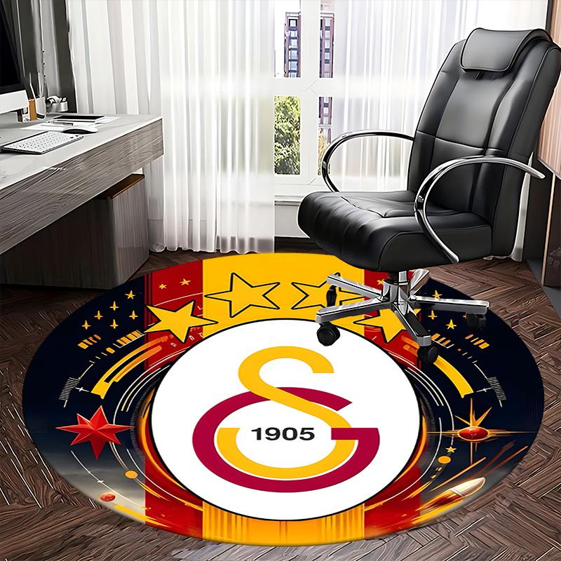 Galatasaray Logo, Fußballclub Wappen Stuhlmatte Runder Teppich Büroteppich, Rutschfest, Geeignet für Wohnzimmer, Schlafzimmer Dekoration.1205032a
